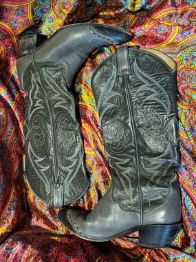 Tony Lama Vintage 70s Gray Cowboy Boots Women's Size 7.5 Western